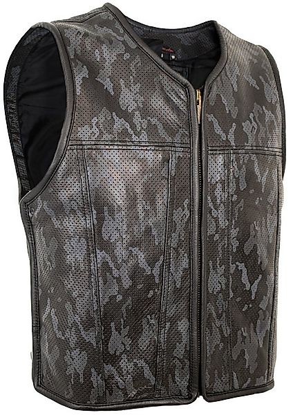 MDM Lederweste Biker Lederweste Motorradweste Kutte Camouflage Perforiertes günstig online kaufen