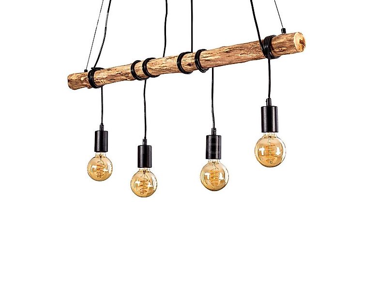 hofstein Pendelleuchte »Quart« Hängelampe aus Holz/Metall in Braun/Schwarz, günstig online kaufen