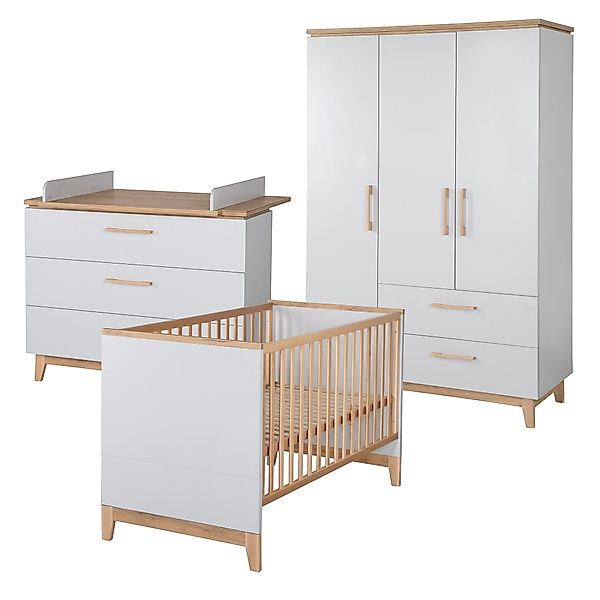 roba® Babyzimmer-Komplettset Caro, Gitterbett, Wickelkommode, 3-türiger günstig online kaufen