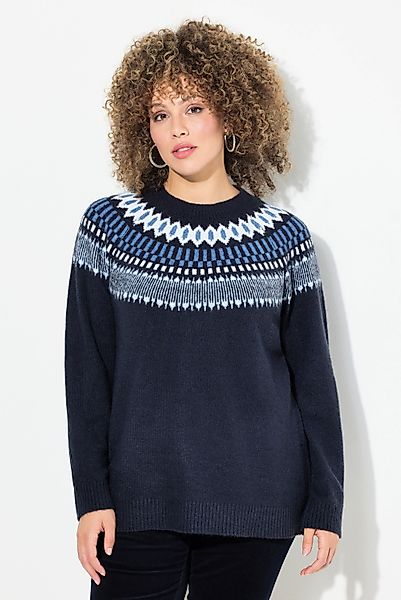 Ulla Popken Strickpullover Norweger-Pullover Rundhals Langarm günstig online kaufen