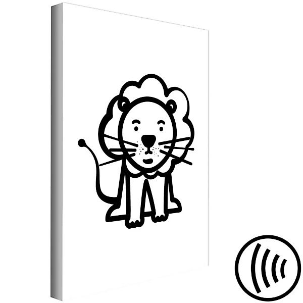 Bild auf Leinwand König der Löwen - Bild eines kleinen Tieres in Schwarz-We günstig online kaufen