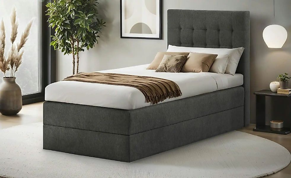 Boxspringbett mit Bettkasten Barcelona ¦ grau ¦ Maße (cm): B: 100 H: 110 Be günstig online kaufen