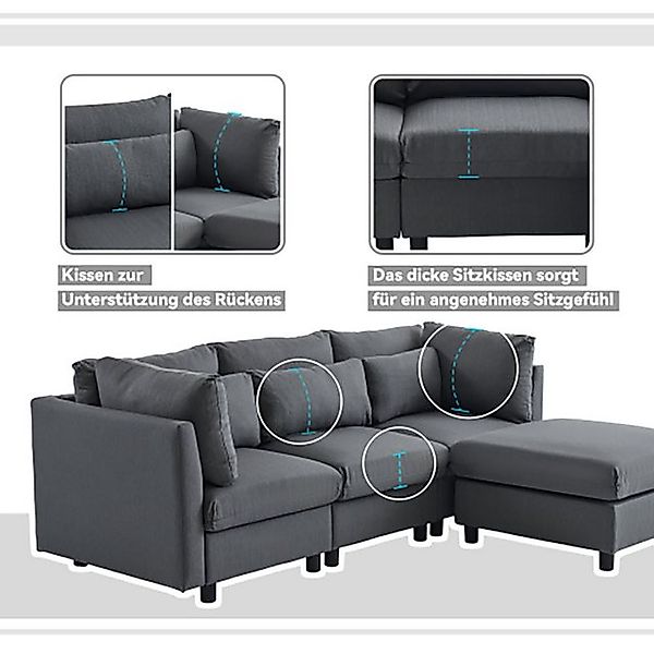 Veepeak Ecksofa Ecksofa mit Fußhocker günstig online kaufen