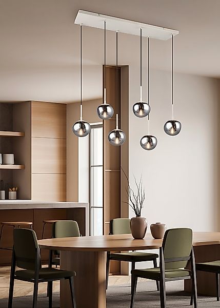 s.Oliver Pendelleuchte »ANJELLA, Hängelampe exkl 6x E14 max 10W, in warm gr günstig online kaufen