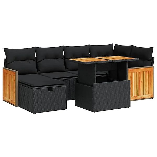 vidaXL 8-Tlg Garten-Sofagarnitur mit Kissen Schwarz Poly Rattan 3328154 günstig online kaufen
