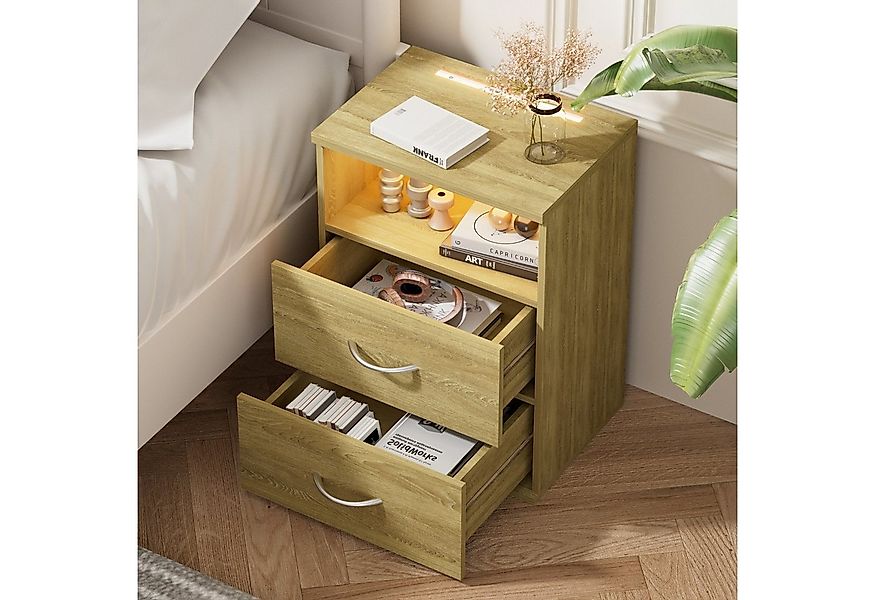 Casaria Nachttisch Jamie (1-St), mit Touch LED Beleuchtung 40x28x55cm Dimmb günstig online kaufen