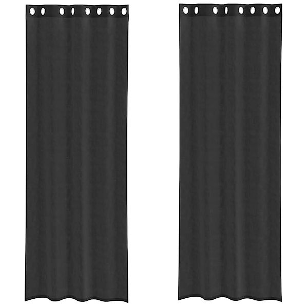 vidaXL Voile Vorhänge mit Ösen 2 Stk Schwarz 140x260 cm 4102063 günstig online kaufen