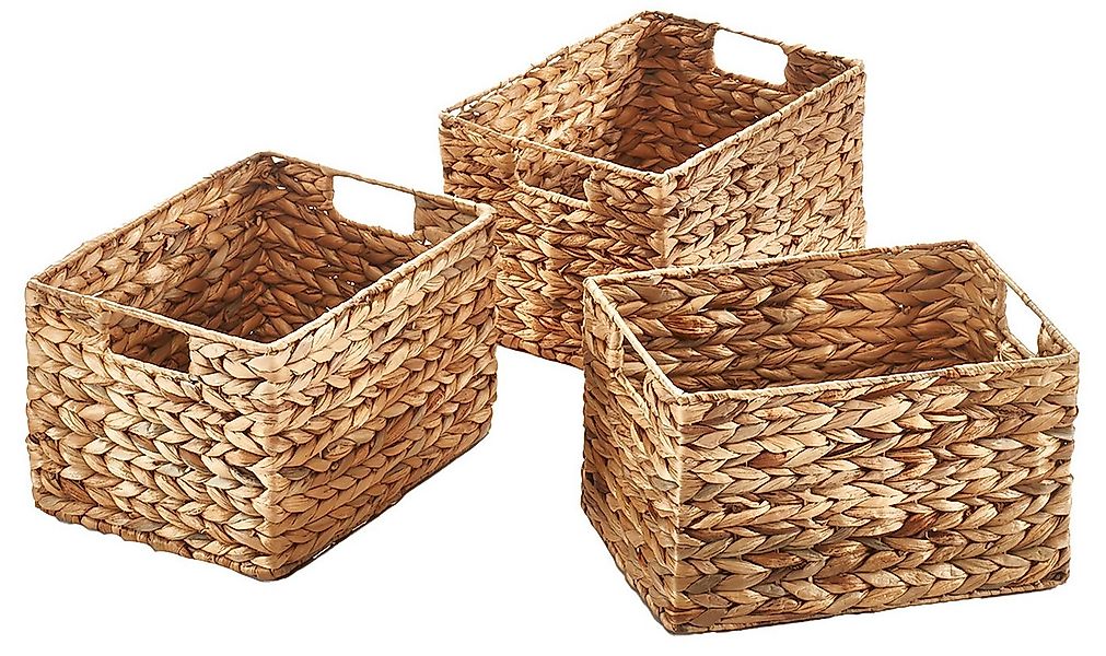 Kobolo Aufbewahrungskorb Regalkörbe Gr. M im 3er Set aus Wasserhyazinthe günstig online kaufen