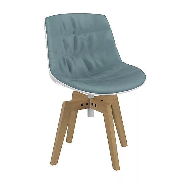 MDF Italia - Flow Stuhl gepolstert Gestell Eiche - weiß/eisblau/Stoff Perth günstig online kaufen