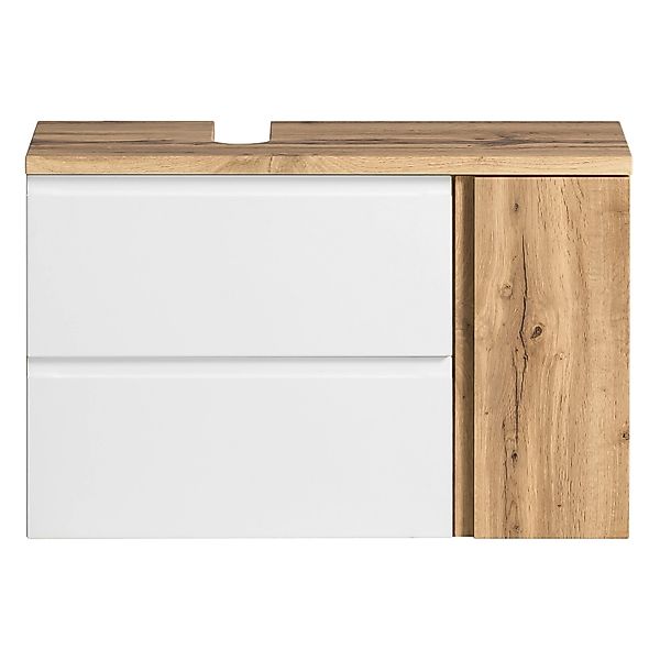 Held Möbel Unterbeckenschrank Ancona 85 cm matt Weiß-Wotaneiche Ausschnitt günstig online kaufen
