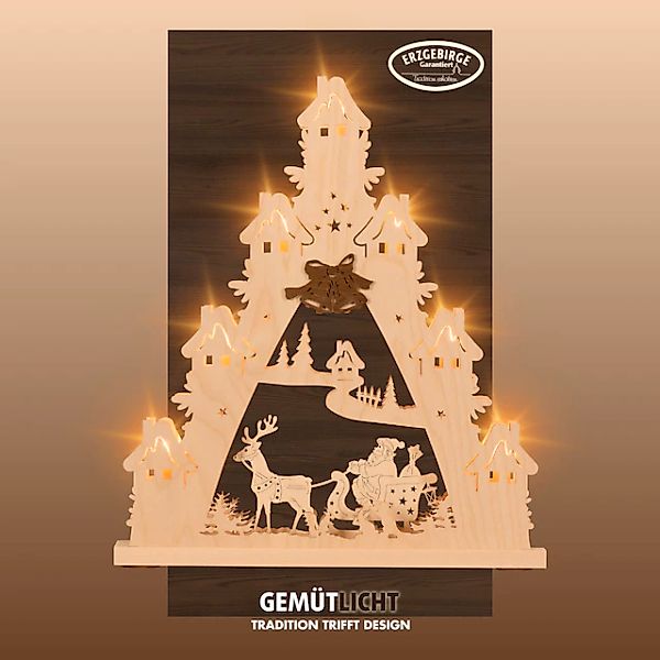 Weigla Schwibbogen »Weihnachtsmann auf Schlitten, Lichterspitze aus Holz NA günstig online kaufen