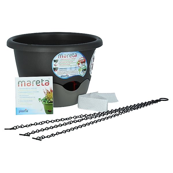 PLASTIA Blumentopf Mareta 25 Anthrazit / günstig online kaufen