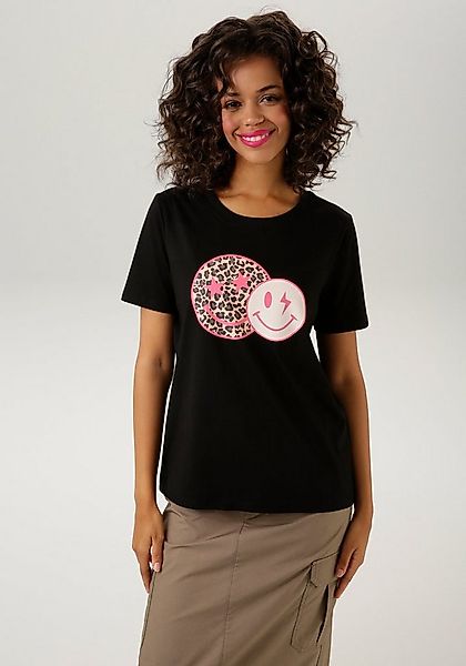 Aniston CASUAL T-Shirt mit coolen Smileys bedruckt günstig online kaufen