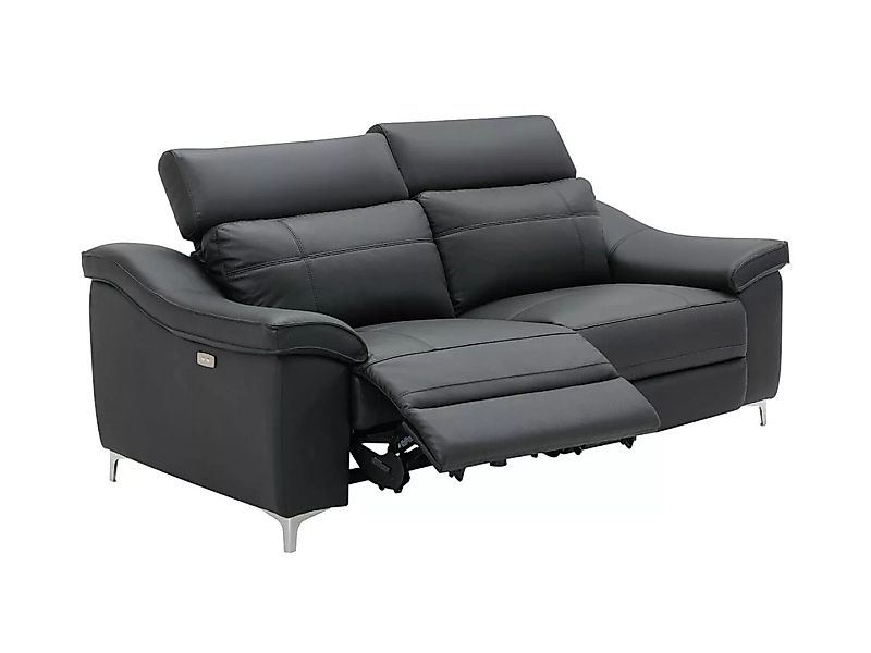 Relaxsofa elektrisch 3-Sitzer - Leder - Schwarz - CAROLE günstig online kaufen