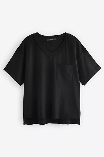 Next T-Shirt Gewaschenes lockeres T-Shirt mit V-Ausschnitt (1-tlg) günstig online kaufen