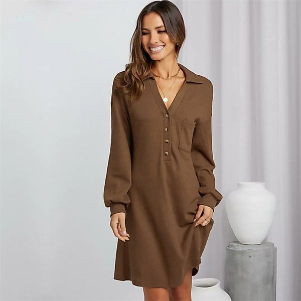 RUZU UG Abendkleid Damen kleid Etui-Kleid V-Ausschnitt Hemdkleider Freizeit günstig online kaufen