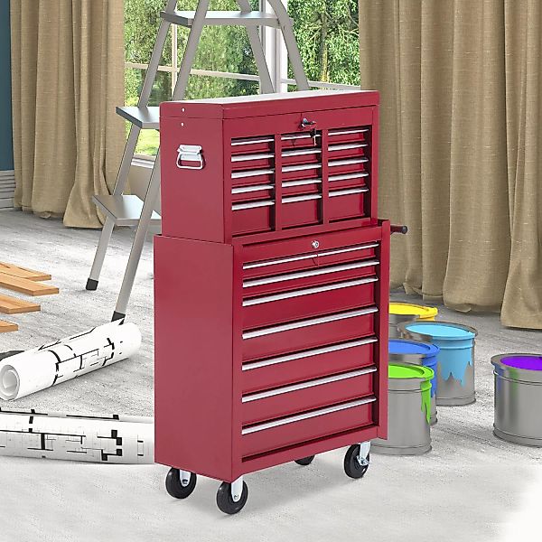 HOMCOM Werkzeugwagen Werkstattwagen Stahl Rot 61,5L x 33B x 113H cm günstig online kaufen