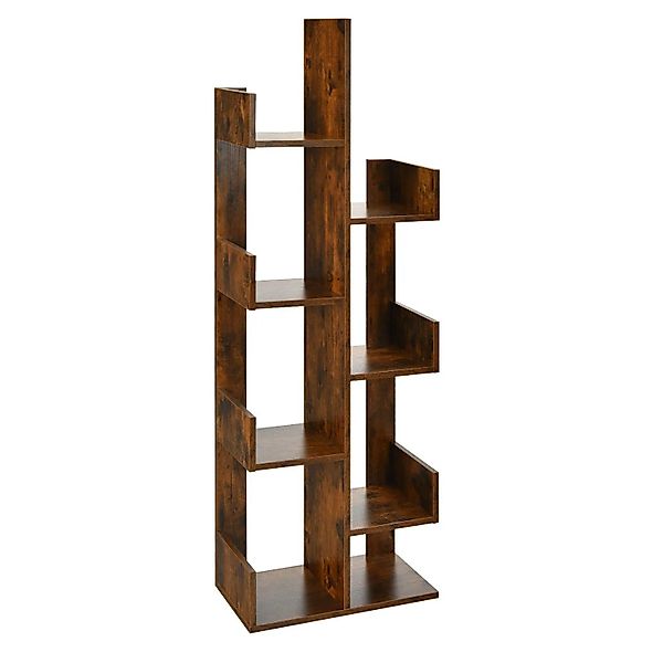 Costway Bücherregal Im Baumform Standregal mit 8 Fächern Vintagebraun günstig online kaufen