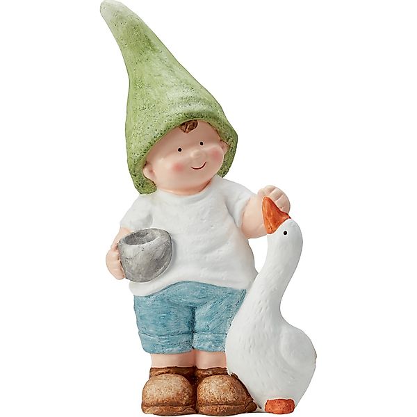 Deko-Figur Junge mit Gans 19 cm x 11,5 cm x 38,5 cm günstig online kaufen