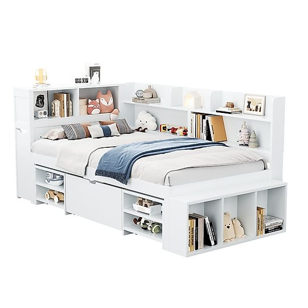 OKWISH Kinderbett kombiniert ein Bett,Schubladen,Bücherregale und günstig online kaufen