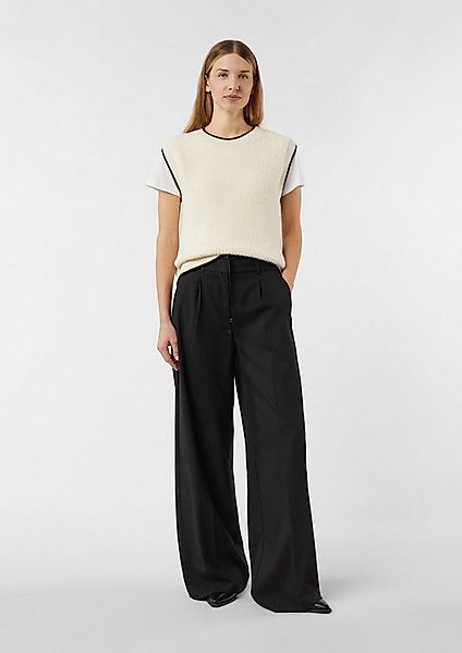 comma Chinos Hose Wide Leg-Hose mit Bundfalten und Bindedetail günstig online kaufen