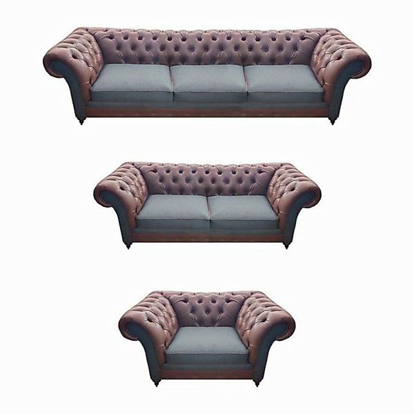 JVmoebel Chesterfield-Sofa Designer Sofas Couchen Komplett 3tlg Wohnzimmer günstig online kaufen