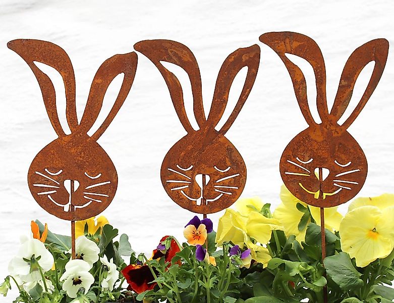 LB H&F Lilienburg Gartenfigur 3er SET Gartenstecker Osterhase Gartenfigur H günstig online kaufen