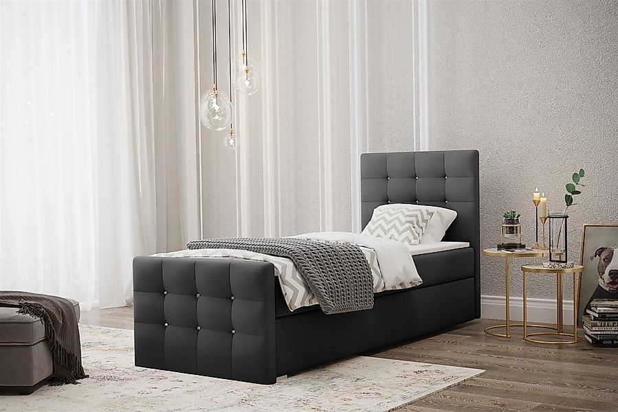 Fun Möbel Boxbett MAURO Kunstleder Anthrazit 90 / 100 x 200 cm (1-St), inkl günstig online kaufen
