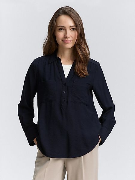 TOM TAILOR Langarmbluse Blusen & Shirts Crinkle Bluse mit Brusttaschen günstig online kaufen