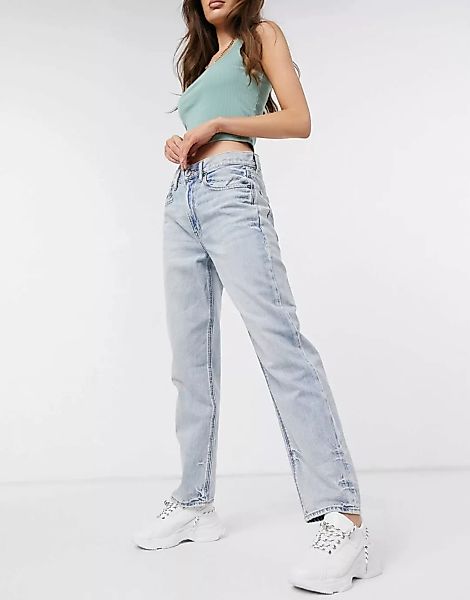 American Eagle – Boyfriend-Jeans im Stil der 90er in blauer Bleach-Waschung günstig online kaufen