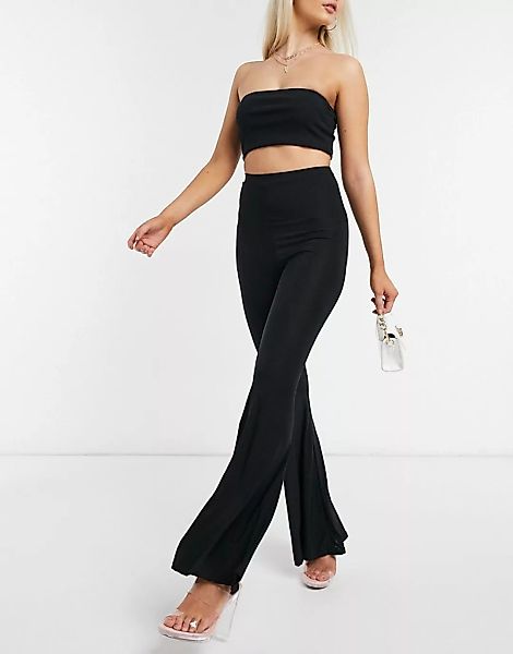 Fashionkilla flare trouser with ruched bum detail in black-Schwarz günstig online kaufen