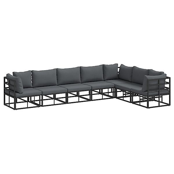 vidaXL Garten-Sofa-Set mit Kissen 7-Tlg Schwarz Aluminium 3378872 günstig online kaufen