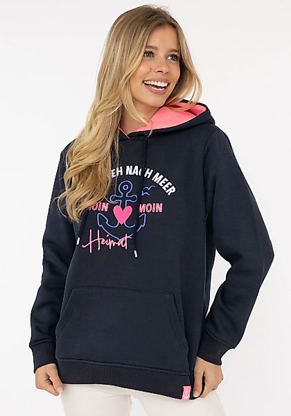 Zwillingsherz Hoodie ""Fernweh nach Meer"", mit maritimer Stickerei, Kängur günstig online kaufen