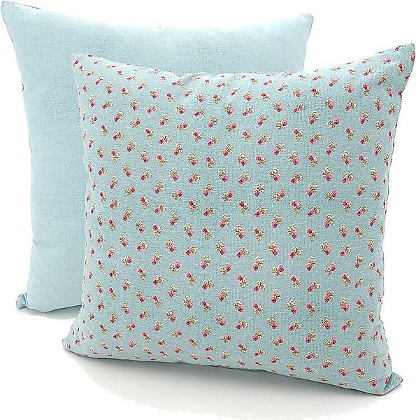 heimtexland Dekokissen Kissenhülle Landhaus Rosen Rosa Blau 40x40 cm, Kisse günstig online kaufen