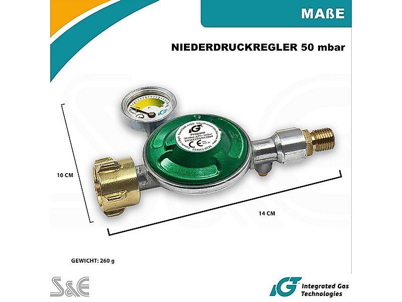 IGT Druckminderer 50 mbar Gas Druckminderer Gasregler für Camping Propan Ga günstig online kaufen
