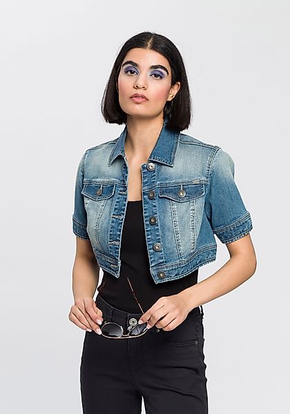 Arizona Jeansjacke aus Baumwollmischung, figurbetont, extrakurz, günstig online kaufen