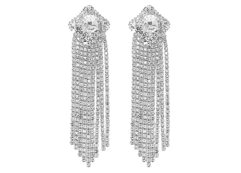 KARMA Paar Ohrhänger Ohrringe Strass 9 cm Silber Damenohrringe (Damenschmuc günstig online kaufen