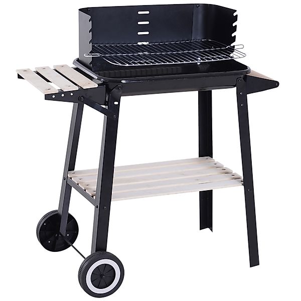 Outsunny Grillwagen Grillstation mit Windschutz 2 Ablagefächer höhenverstel günstig online kaufen