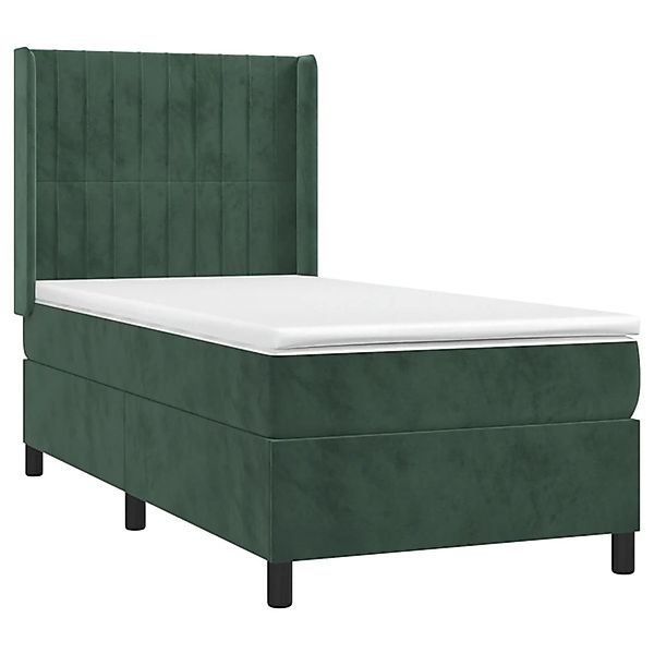 vidaXL Boxspringbett mit Matratze & LED Dunkelgrün 100x200 cm Samt 3139670 günstig online kaufen