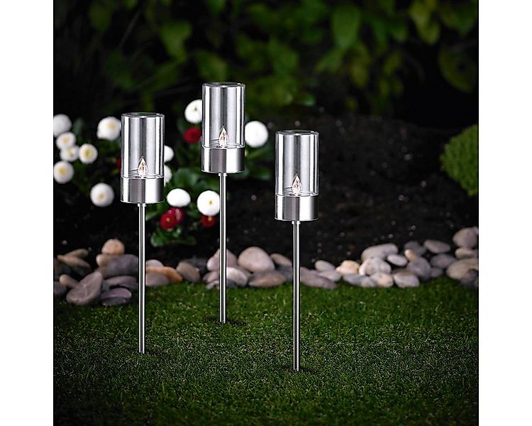 MeLiTec LED Solarleuchte Edelstahl Solarfackel, SO37, LED fest integriert, günstig online kaufen