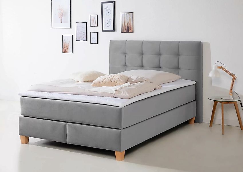 Home affaire Boxspringbett "Moulay", inkl. Topper, in Überlänge 220 cm, 3 H günstig online kaufen