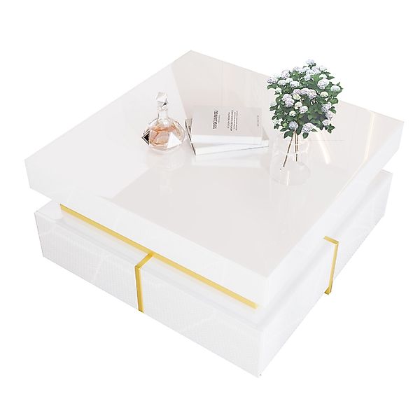 MODFU Couchtisch Hochglanz-Wohnzimmertisch (Beistelltisch, 1-St., 2 günstig online kaufen