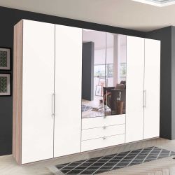 Schlafzimmerkleiderschrank in Weiß Eiche Sägerau günstig online kaufen