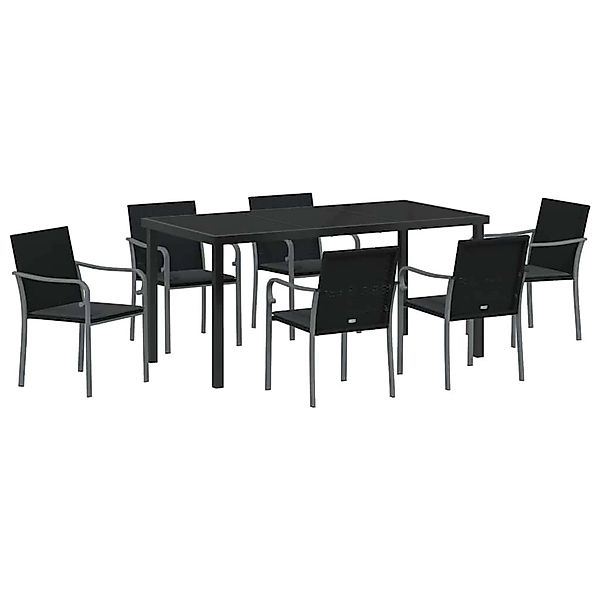 vidaXL Garten Essgruppe 7-Tlg Schwarz Poly Rattan 3379055 günstig online kaufen