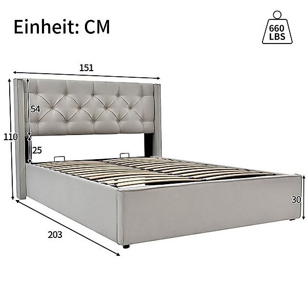 STILVORA Polsterbett 140x200 Hydraulisch Bett mit Stauraum,Jugendbett mit L günstig online kaufen