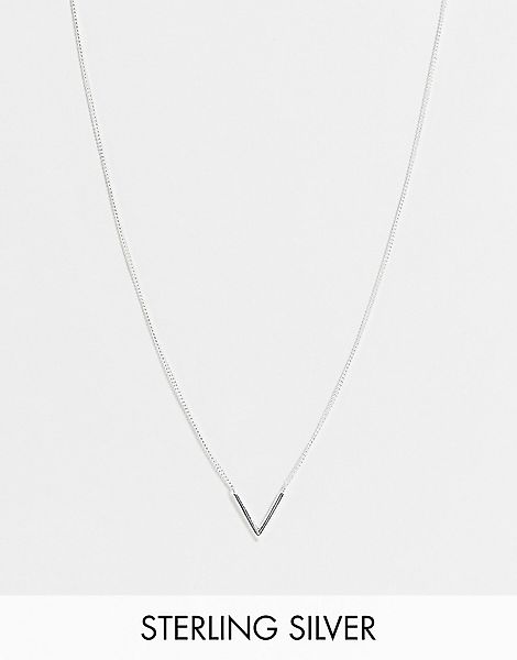 ASOS DESIGN – Halskette aus Sterlingsilber mit V-förmigem Anhänger günstig online kaufen
