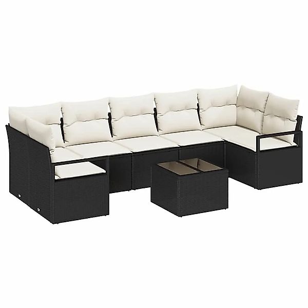 vidaXL Sofa Set 8-Tlg Schwarz und Creme Poly-Rattan 3346297 günstig online kaufen