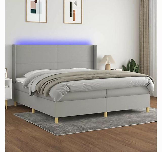 vidaXL Boxspringbett Boxspringbett mit Matratze LED Hellgrau 200x200 cm Sto günstig online kaufen