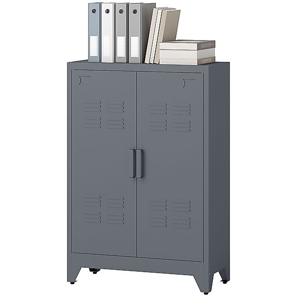 HOMCOM Sideboard Küchenschrank mit magnetischer Lamellen-Doppeltür, Verstel günstig online kaufen