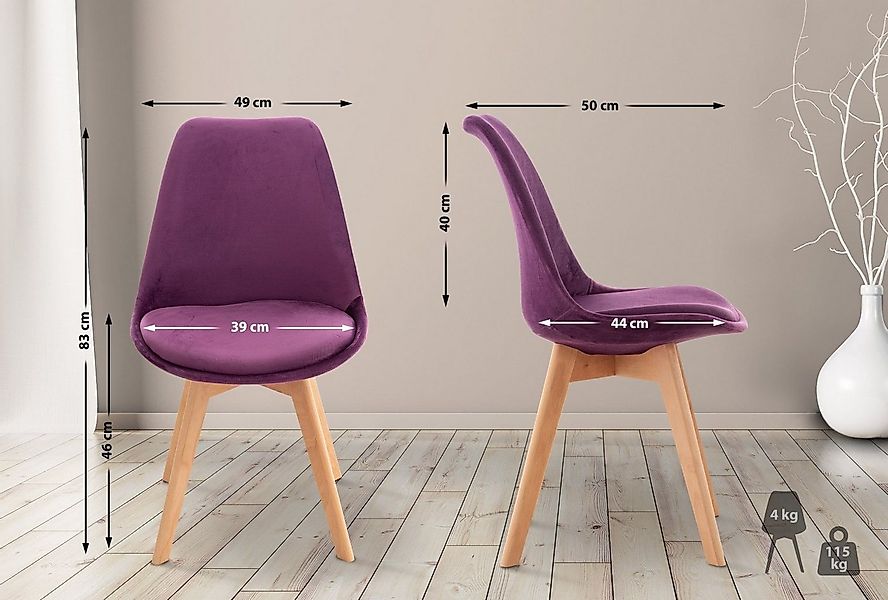 CLP Küchenstuhl Linares, mit Rückenlehne und Holzbeinen günstig online kaufen